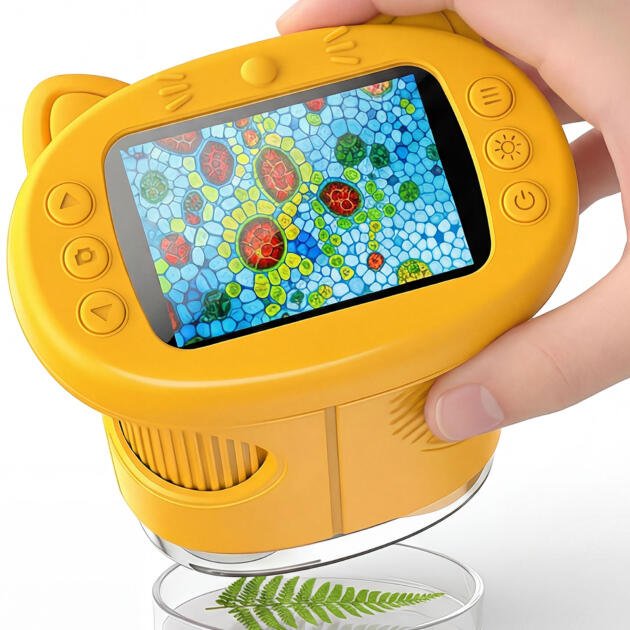 OAEBLLE Kids Microscope, 1000X Portable Mini Pocket Microscope with 2.4″ IPS Screen & 8 LEDs, Rechargeable, STEM Educational Science Kit Toys, Best Christmas Birthday Gifts for 4-12 Year Old Girls