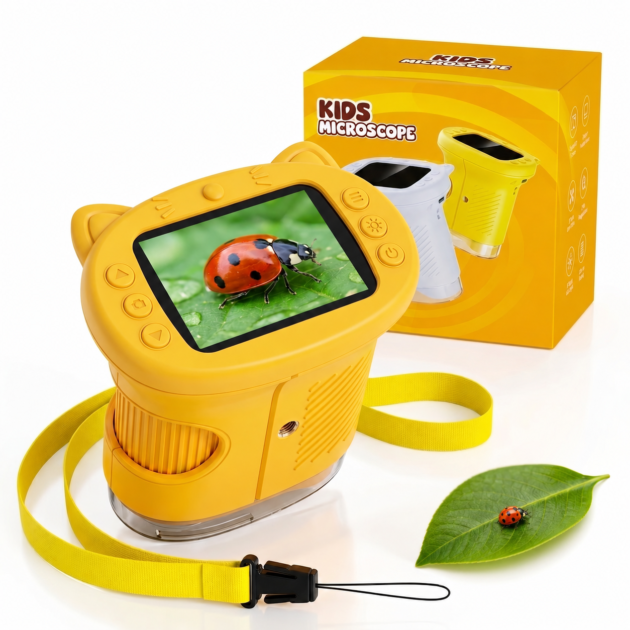OAEBLLE Kids Microscope, 4K 1000X Zoom, 2.4" Screen, STEM Toy for Ages 4-8