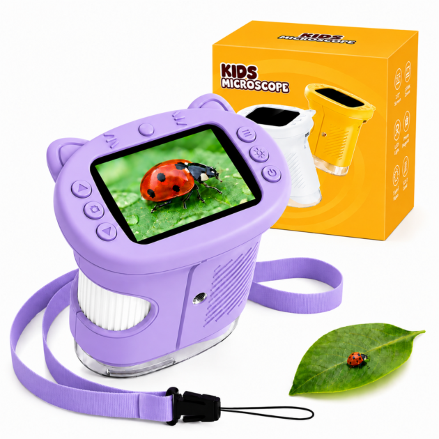 OAEBLLE Kids Microscope, 4K 1000X Zoom, 2.4" Screen, STEM Toy for Ages 4-8