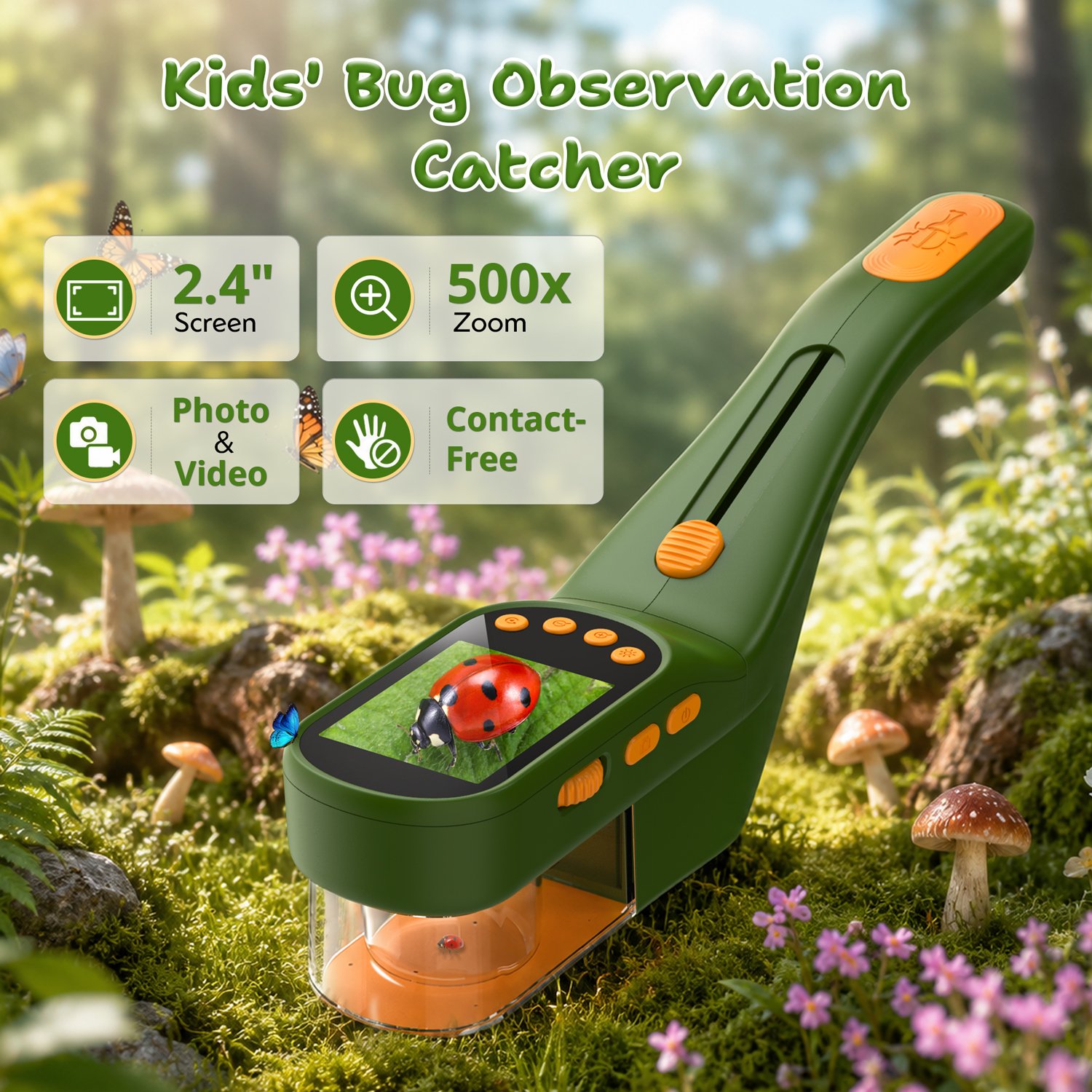 OAEBLLE Digital Bug Catcher Kit with 2.4" IPS Screen & 500X Zoom – 9-in-1 STEM Nature Exploration Toy - Image 2