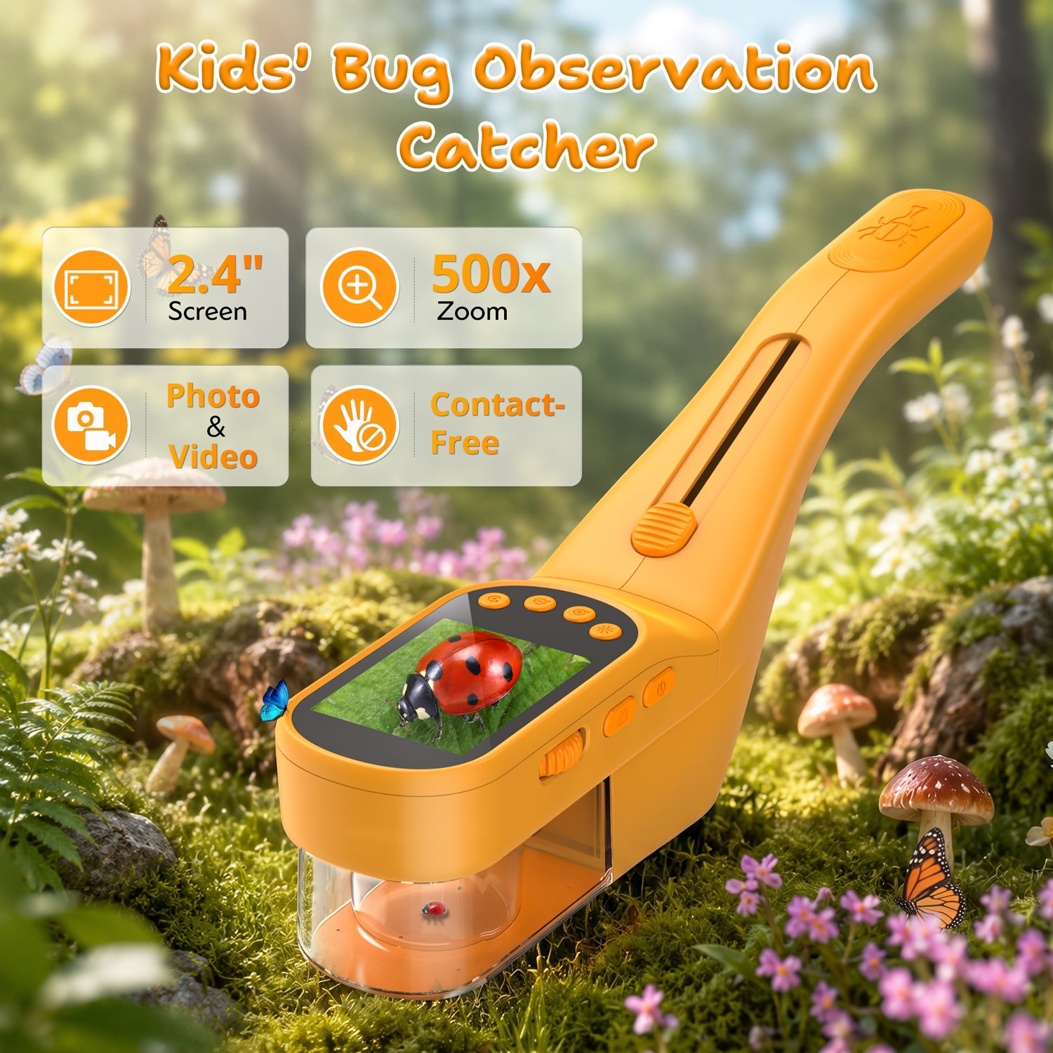 OAEBLLE Digital Bug Catcher Kit with 2.4" IPS Screen & 500X Zoom – 9-in-1 STEM Nature Exploration Toy - Image 2