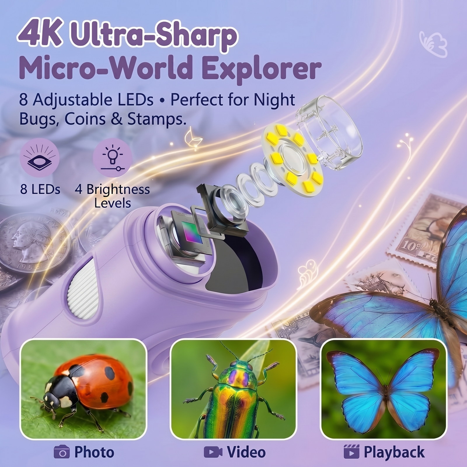 22 OAEBLLE Kids Microscope, 4K 1000X Zoom, 2.4" Screen, STEM Toy for Ages 4-8 - Image 2