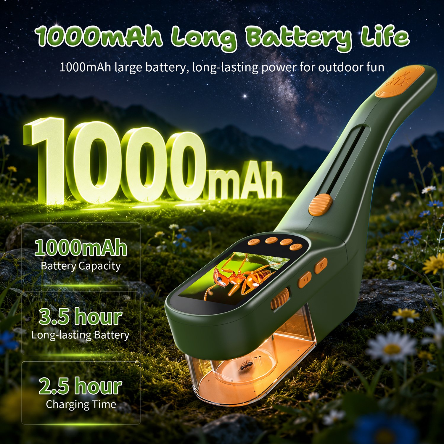 OAEBLLE Digital Bug Catcher Kit with 2.4" IPS Screen & 500X Zoom – 9-in-1 STEM Nature Exploration Toy - Image 5