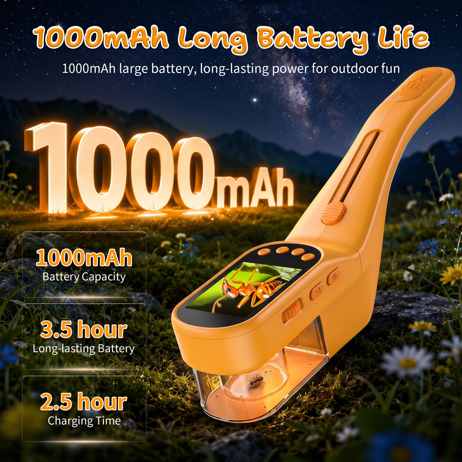 OAEBLLE Digital Bug Catcher Kit with 2.4" IPS Screen & 500X Zoom – 9-in-1 STEM Nature Exploration Toy - Image 5
