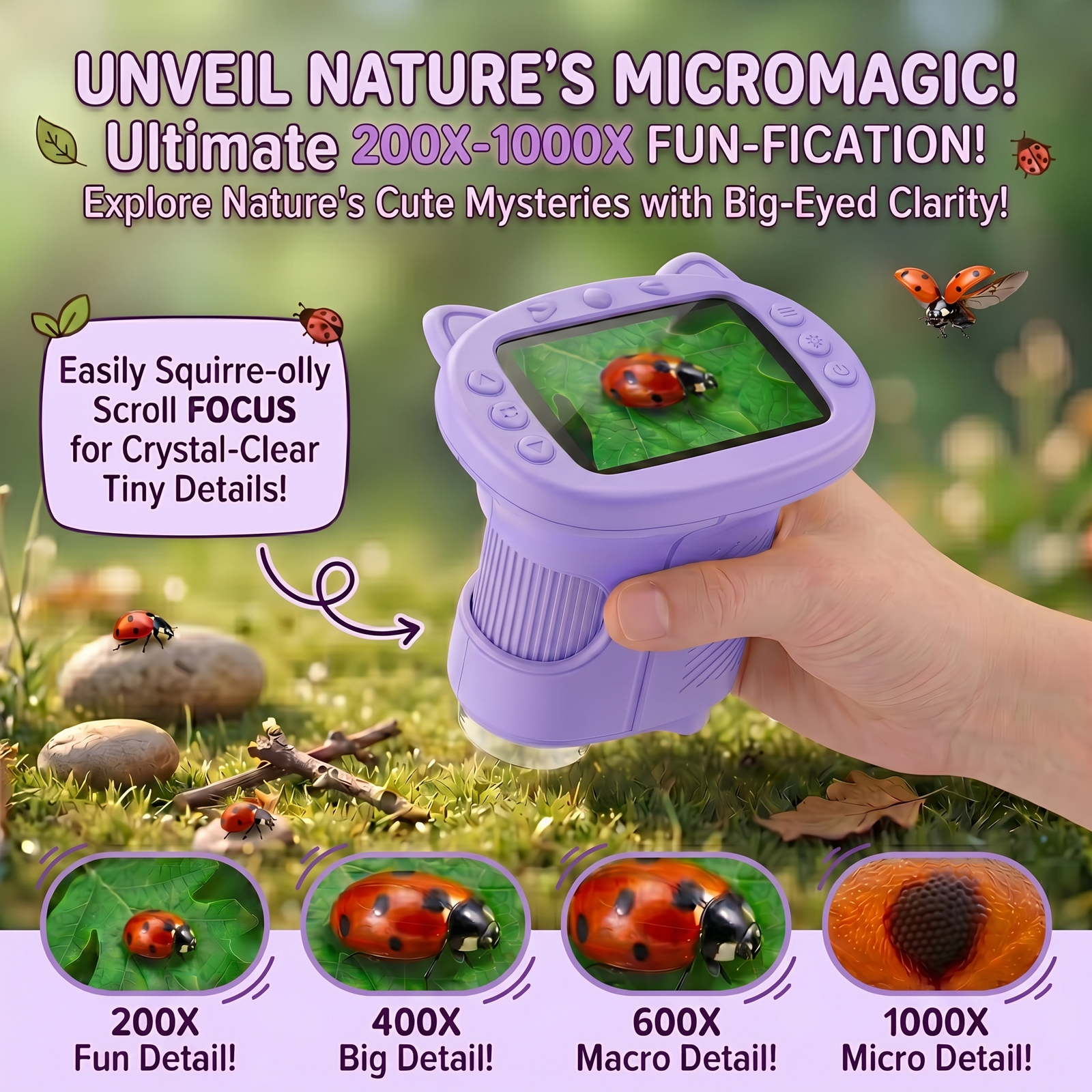 55 OAEBLLE Kids Microscope, 4K 1000X Zoom, 2.4" Screen, STEM Toy for Ages 4-8 - Image 5