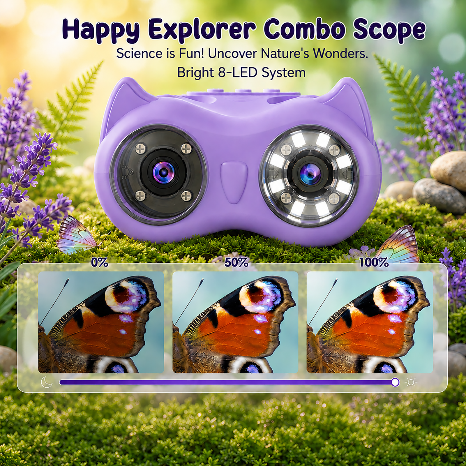 OAEBLLE 2-in-1 Kids Digital Microscope & Telescope,1080P Camera, 2.0" Screen, 1000X/10X Magnification STEM Toy (Purple) - Image 6