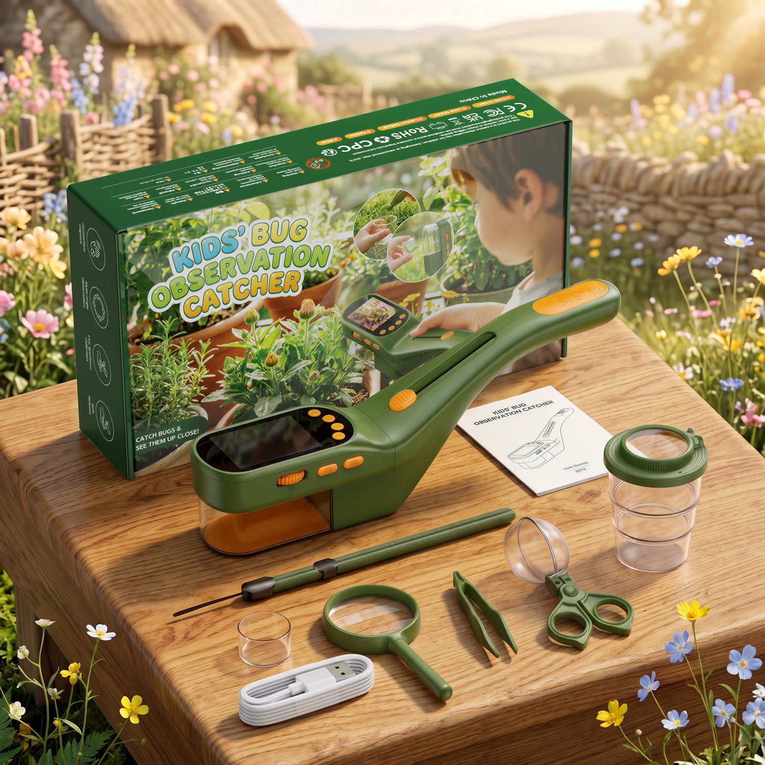 OAEBLLE Digital Bug Catcher Kit with 2.4" IPS Screen & 500X Zoom – 9-in-1 STEM Nature Exploration Toy - Image 9