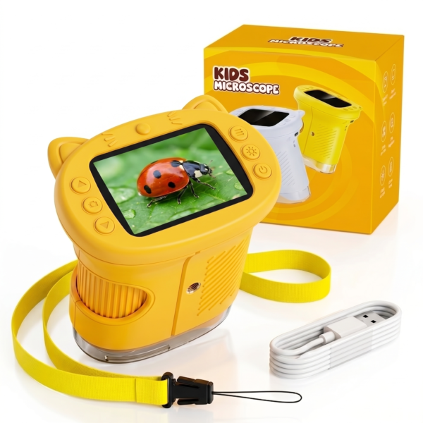 OAEBLLE Kids Microscope, 4K 1000X Zoom, 2.4" Screen, STEM Toy for Ages 4-8