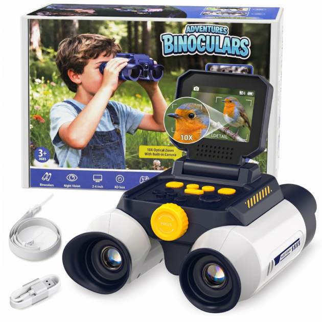 OAEBLLE Kids Night Vision Binoculars with Camera – 2.4" IPS Screen & 10X Zoom STEM Toy