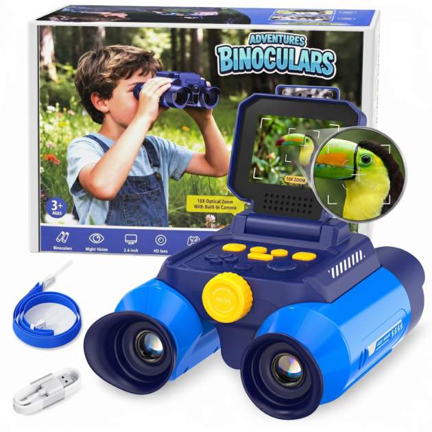OAEBLLE Kids Night Vision Binoculars with Camera – 2.4" IPS Screen & 10X Zoom STEM Toy