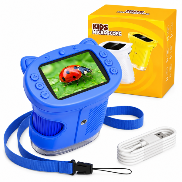 OAEBLLE Kids Microscope, 4K 1000X Zoom, 2.4" Screen, STEM Toy for Ages 4-8